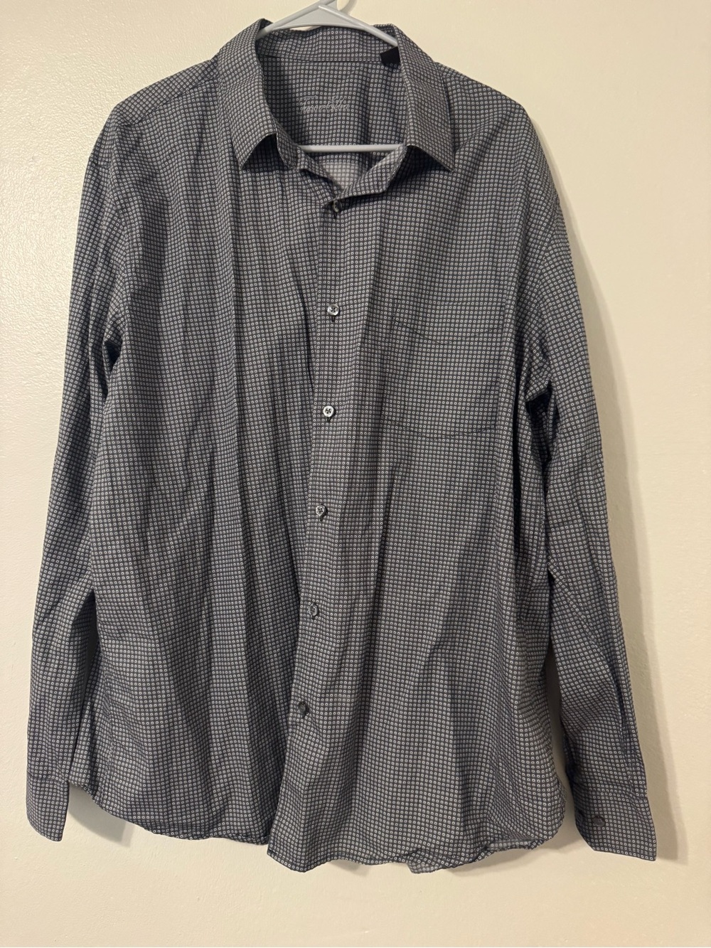 Men's Long-Sleeve Check Button-Up Shirt - Gray